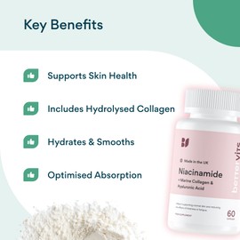 Bettervits Niacinamide Complex | Full Skin Coverage | Hair & Nails | Smooths & Hydrates | with Marine Collagen & Hyaluronic Acid