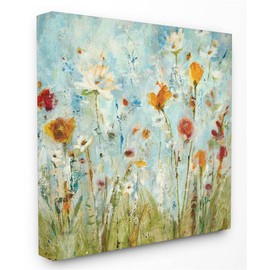 Stupell Industries Abstract Summer Wildflowers Stretched Canvas Wall Art, 17 x 1.5 x 17, Multi-Color