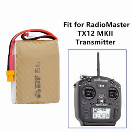 Cecicebb RadioMaster TX12 Battery 7.4V 4500mah 2S Battery XT30 Plug for TX12 Radio Transmitter 1 Pack with USB Charger