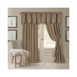 Elrene Home Fashions Mia Jacquard Scroll Blackout Window Curtain, 52" x 95" (1 Panel), Taupe
