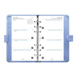 Filofax Saffiano Organizer, Personal Compact Size, Vista Blue - Cross-Grain, Leather-Look, Six Rings, Week-to-View Calendar Diary, Multilingual, 2025 (C022590-25)