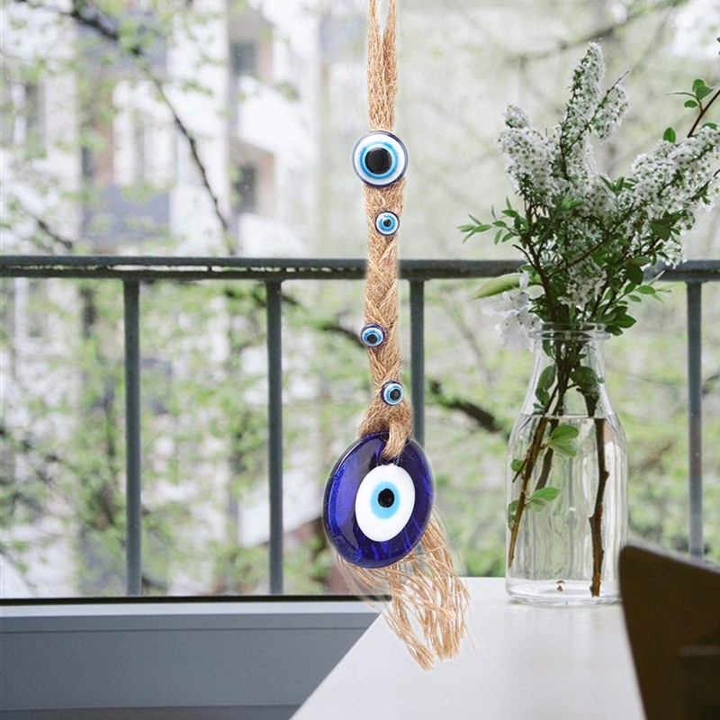 Zerodis Evil Eye Charm Pendant,Turkish Blue Glass Amulet Wall Hanging