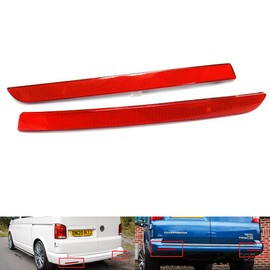 2x Red Lens Rear Bumper Reflector Light Left Right Compatible with 2015-2022 Transporter T6 Barn Door Caravelle Multivan MK VI Van