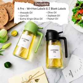 TrendPlain 16oz Olive Oil Dispenser Bottle for Kitchen - 2 in 1 Oil Dispenser and Oil Sprayer for Cooking, Air Fryer, Salad, 470ml Olive Oil Sprayer Bubblegum w/Stickers
