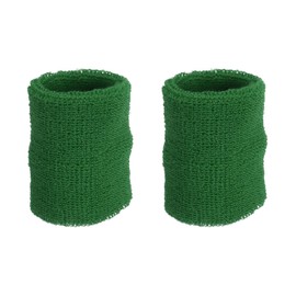 PATIKIL 2pcs 8x10cm Sports Wristbands Sweat-absorbent Great for Tennis, Basketball, Running, Etc Cotton Terry Cloth Wrist Sweatband Dark Green
