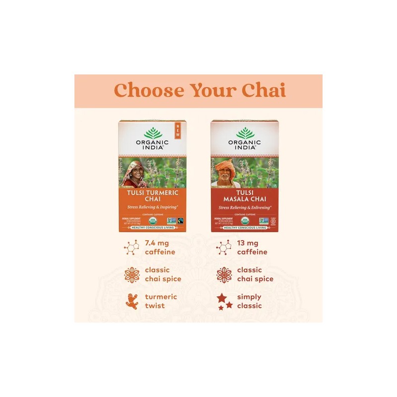 Organic India Té Chai Tulsi Y Cúrcuma Organic India, 18
