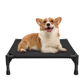 Love&go Elevated Dog Bed with Metal Frame, Cooling Raised Pet Cot for Dog and Cat (L - Black Bed, Large- 34.5x25.5x5.5 inch) (Black, Small-18.5x18.5x5.5 inch)