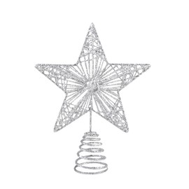 KEYIDO Silver Star Tree Topper Christmas Tree Star for Christmas Tree 20cm Metal Stars for Top of Xmas Tree Decorations Ideas Lightweight Glitter