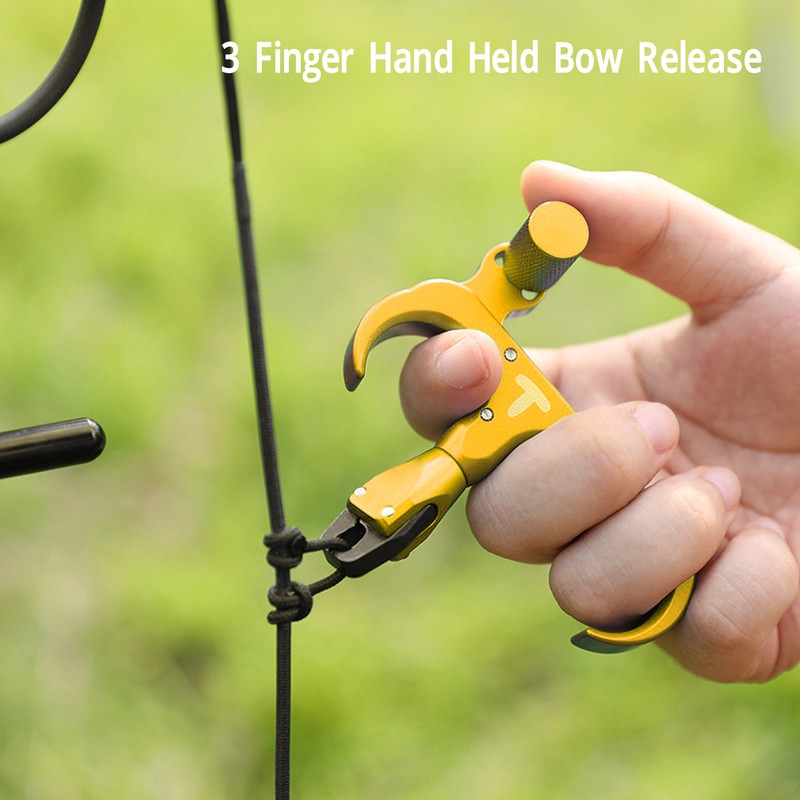 3 Finger Hand Held Bow Release Aluminum Alloy Thumb Release