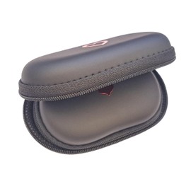 Eva Small Oval Case Pouch Earphone Case Pouch Hard Protective Carrying Storage Case Bag for Earphone Headphone Earbud Headset SD TF Card (Black with red Heart 2pcs)