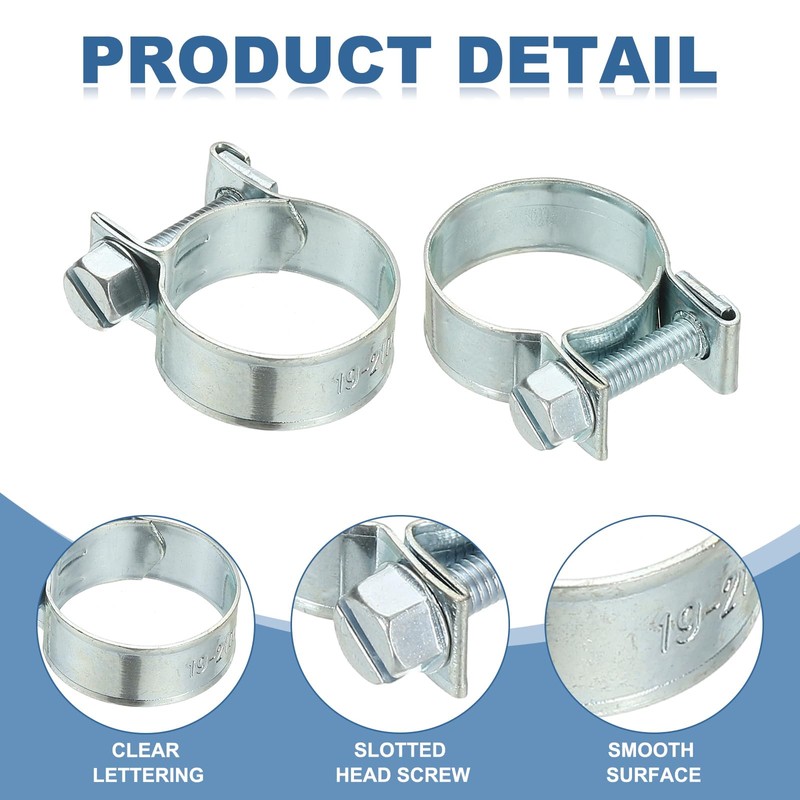 PATIKIL 10 Pcs 19-21mm Mini Fuel Injection Hose Clamps Zinc