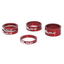XLC steering head extension AS-a02, A-Head spacer-set, 3 x 5/1 x 10/1 x 15 mm, 1 1/8 inch, black, 2500531500, red