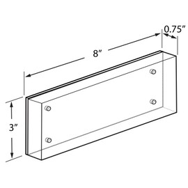 Azar Displays 104662-WHT-2PK White Acrylic Frame Block with Metal Back Plate 3" X 8", 2-Pack,White