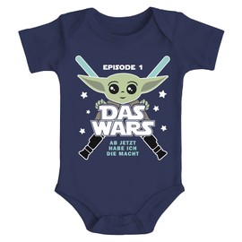 MoonWorks® Baby Bodysuit with Saying Funny Episode 1 Das Wars Jetzt Habe ich die Macht Yoda Parody Boys & Girls, navy