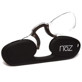 Calabria Noz Nose Pinching Armless Reading Glasses +1.50 Black Men Women Keychain Hard Case Pocket Size Readers Mini Thin