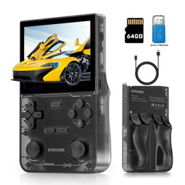 kinhank Retro Handheld Game Console, Supports 9000+ Games, Equipped with 64G TF Card, Portable Mini Retro Video Games Console, 3.5-inch IPS Screen (Black)