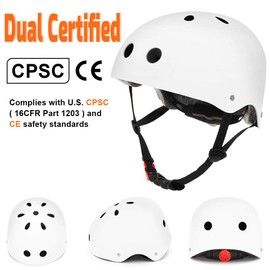 Skateboard Helmet, Bike Helmet for Kids Youth Adult CPSC Certified, Adjustable for Multi-Sport Skateboard, Scooter, Skating, Cycling, Roller Skate, Rollerblading