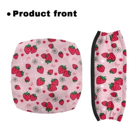 Rnyleeg Pink Rollator Walker Seat and Backrest Covers Strawberry Daisy Pattern Cute Design Adjustable Soft Walker Accessories for Unisex Rollator Seat Covers for Women