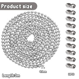 Kaelix 3 Meter Roller Blind Chain – 4.5MM Replacement Beaded Cord with 10 Connectors – Durable, Rustproof Vertical Blind Chain for Shades, Window Blinds & DIY Repair – Easy Installation