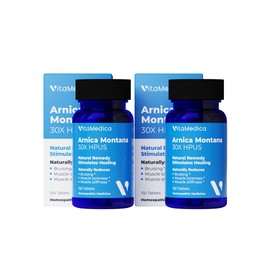 VitaMedica Arnica Montana 30X Homeopathic Tablets for Bruising Pain and Swelling | Plant Based Formula | Recommended by Plastic Surgeons | Natural Recovery Surgery Or Injury | 2 Pack | 100 Servings