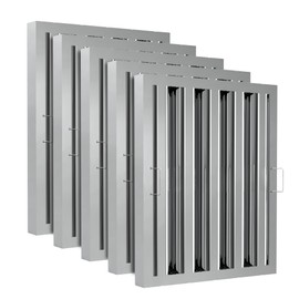 Stainless Steel Commercial Kitchen Hood Filter, Range Hood Baffle Grease Filter for Restaurant Exhaust Hoods, UL/NSF Listed, 19.5 W x 15.5 H Inch 4 Grooves Hood Filters（5 Pack）