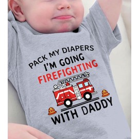 Loveternal Baby Boy Clothes 3-6 Months Girl Soft Romper Going Firefighting With Daddy Jumpsuit Baby Stuff Pack My Diapers Short Sleeve Outfits Palysuits Bodysuits For Infant Shower Gift