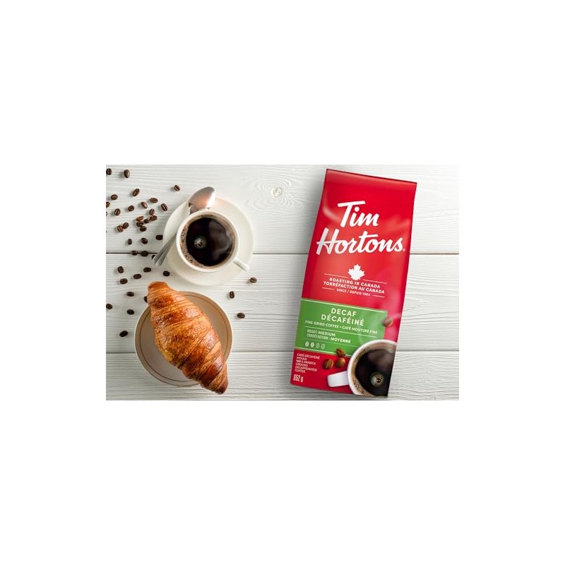 Tim Hortons Decaf, Fine Grind Coffee, Medium Roast, Made with