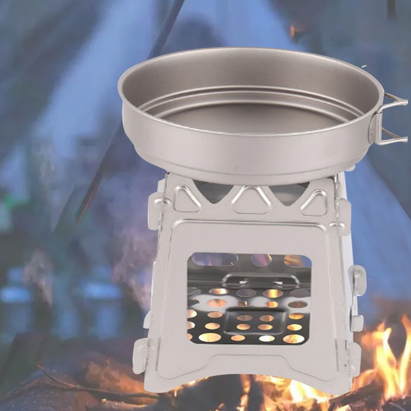 Camping Stove 304 Stainless Steel Folding Backpacking Burning Stove Portable