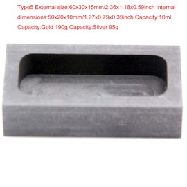 Graphite Ingot Mold, High Purity Refining Graphite, Melting Casting Mould for Gold Silver Aluminum Copper Brass Zinc Plumbum and Alloy Metals (2.36x1.18x0.59inch/190gGold)