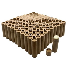 Tubos de bálsamo labial de papel Kraft de 8.5g / 0.3oz de GreenWay con tapas - Paquete de 100 tubos de brillo labial recargables para cosméticos DIY -