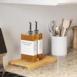 Kitchen Oil Dispenser, Cooking Oil Dispenser Set, Oil and Vinegar Bottles, Olive Oil Bottle, Soy Sauce Dispenser - 4 Pieces, Black