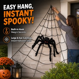 5M Triangle Spider Web for Halloween Decor – Large Cloth Cobweb for Yard, Porch, Haunted House & Party Displays