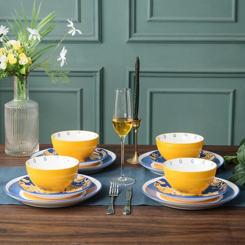 Wisenvoy Plates and Bowls Sets Dish Set Ceramic Dinnerware Sets