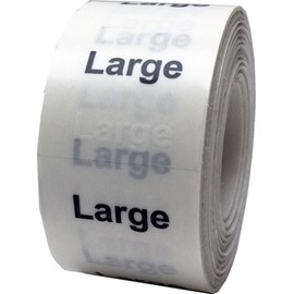 Black and White Modern Clothing Size Large Clear Strips, 1.25 x 5 Inch Wide, 125 Strips on a Roll