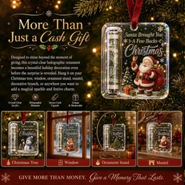 Christmas Cash Gift Ornament – Crystal-Clear Holographic Cash Holder Ornament, Hanging Money Keepsake for Christmas Tree, Surprise for Kids, Grandchildren, Family & Friends，Tree