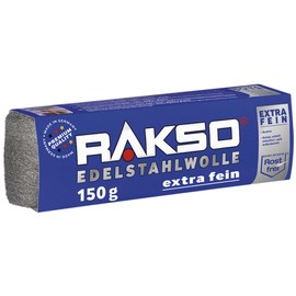 RAKSO Stainless Steel Wool Extra Fine – 300 g, 2 x 150 g Banderoles, Smooths Tannic Acid Wood without Blue Discolouration of the Grain