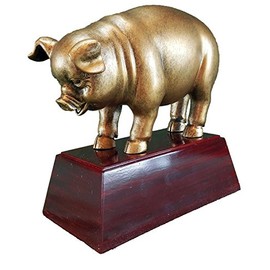 Decade Awards Sculpted Gold Pig Trophy, Small - BBQ Smoke Off Competition Award - 4 Inch Tall - Customize Now