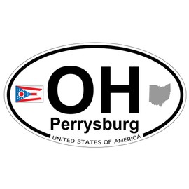 US Decal, Inc. Perrysburg, Ohio Oval Sticker with State Flag