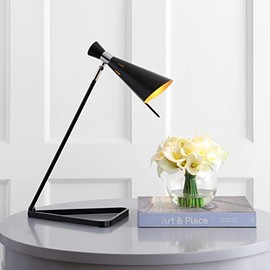 Safavieh Lighting Collection Padric Black 21-inch Bedroom Living Room Home Office Desk Dorm Study Nightstand Task Table Lamp (LED Bulb Included)