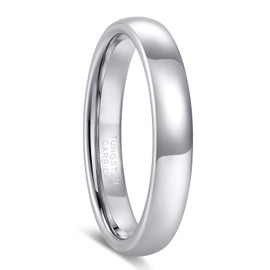 KAMASATO 4mm Tungsten Carbide Rings for Men Women Dome Polished Silver Wedding Band Comfort Fit Size 9