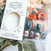 24Pcs Independence Day Press on Nails Short Square Fake Nails