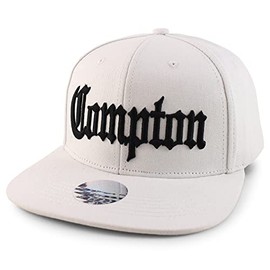 Trendy Apparel Shop Oversize XXL Old English Compton Embroidered Flatbill Snapback Baseball Cap - White