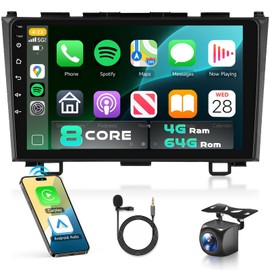 for Honda CRV 2007-2011 Car Stereo Radio with Snapdragon 8 Core 4GB+64GB 9 Inch IPS Touchscreen Wireless Carplay/Android Auto DSP Hi-Res 5/6GhzWiFi GPS Android 13 FM/RDS SWC Camera