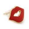 13mm W/Small Red Enamel Lips Stud Earrings/Gold Plating/Children's/Teen's/Kid's