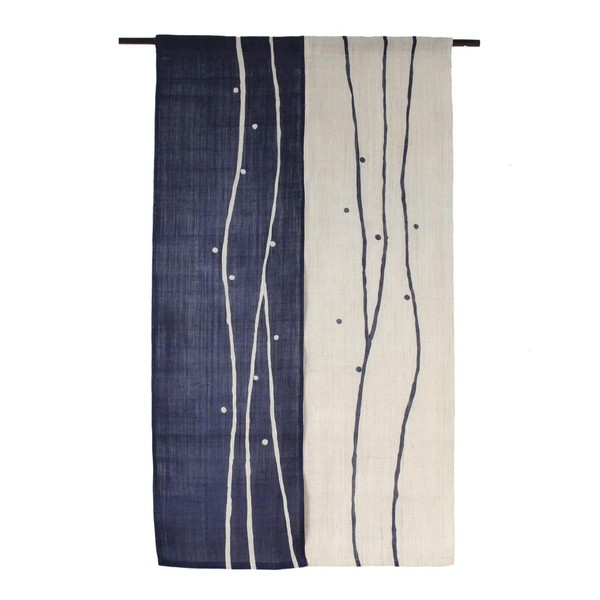 Hemp Noren Fluctuation Indigo W 33.1 x H 59.1 inches (84 x 150 cm) [Hand-woven Hand-Dye] [Simple Modern] [Made in Japan]