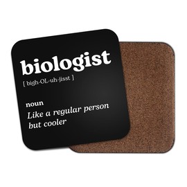 Biologist Square Coaster - Biology Teacher Science Dictionary Regular But Cooler Definition Funny Joke Hobby Men Women Kitchen Drink #82634