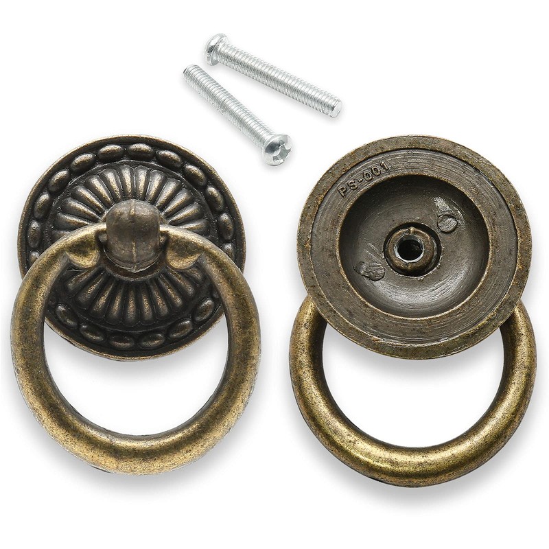 Jiozermi 10 Pcs Metal Ring Pull Handles, Cabinet Ring Knobs,