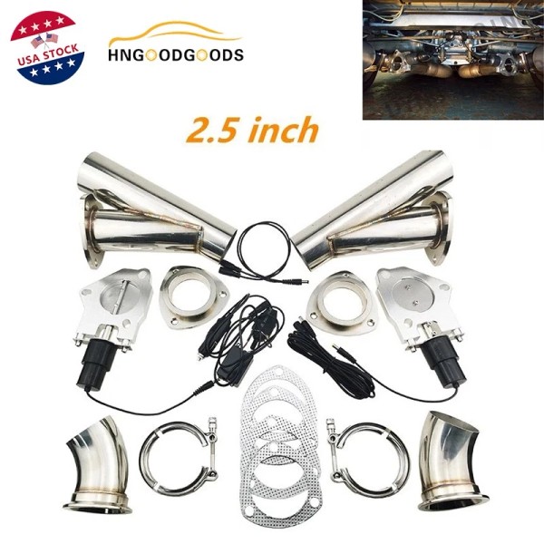 JONJEA 2.5''inch Dual Electric Exhaust Valve Motor Exhaust Y Pipe