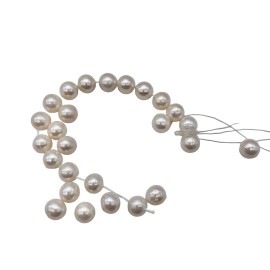 Unbranded Natural Creamy Satin Fresh Water Pearl 8 inch Strand | 8mm - 9mm | 25 Pearls }