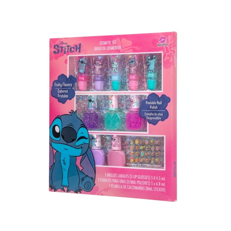 Cosmetic Set Stitch con Esmaltes y Brillos Labiales, Caja de